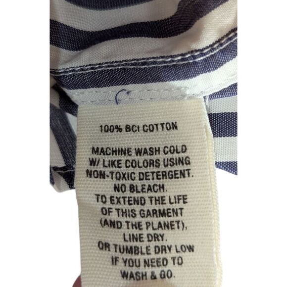 Alex Mill Shirt Striped Cotton Poplin Button Down Shirt Navy/White Men's S/M NWT - Picture 4 of 4